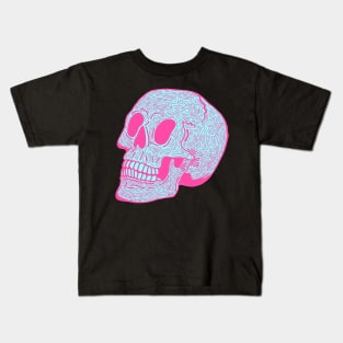 Skull Doodle (Pink) Kids T-Shirt